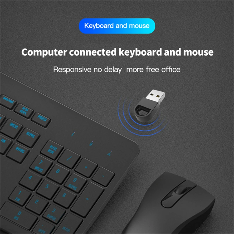 USB Bluetooth 5.1 Dongle Adapter nadajnik-odbiornik muzyka Audio wtyczka Bluetooth bezprzewodowy Adapter USB do komputera PC Laptop