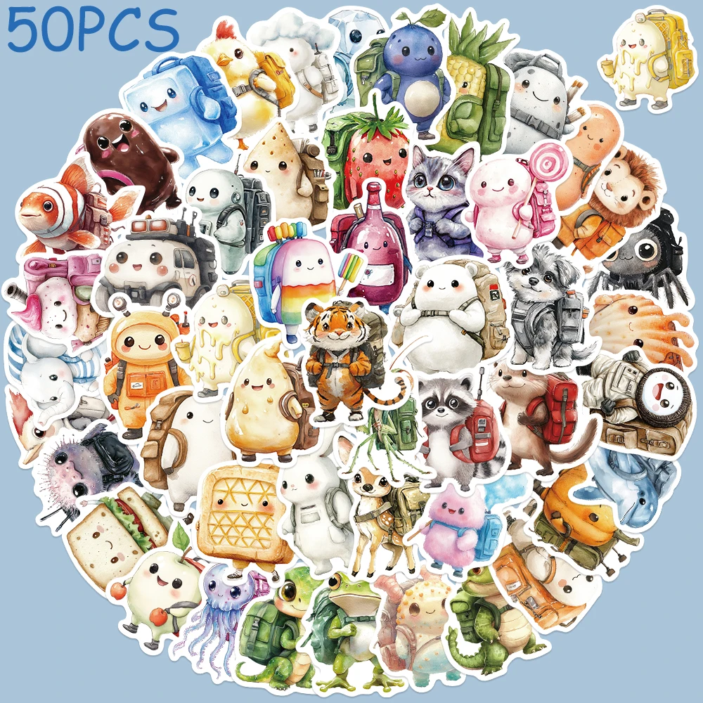 

50pcs Character With Backpack Stickers Decals For Phone Laptop Scrapbook Suitcase Skateboard DIY Cartoon Aesthetic Stickers