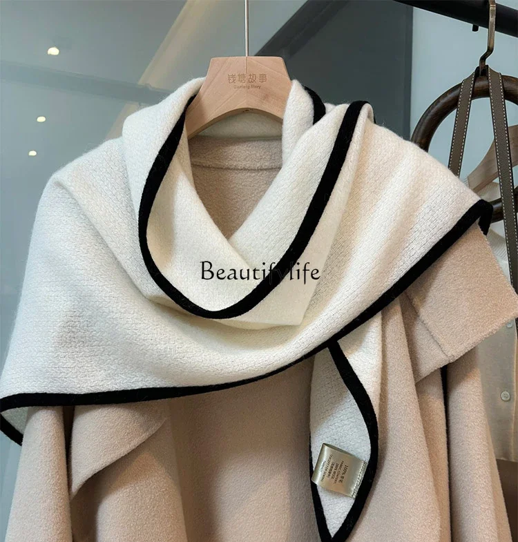 

Luxury solid color Australian wool scarf women's autumn and winter with a small shawl triangle scarf dual-purpose