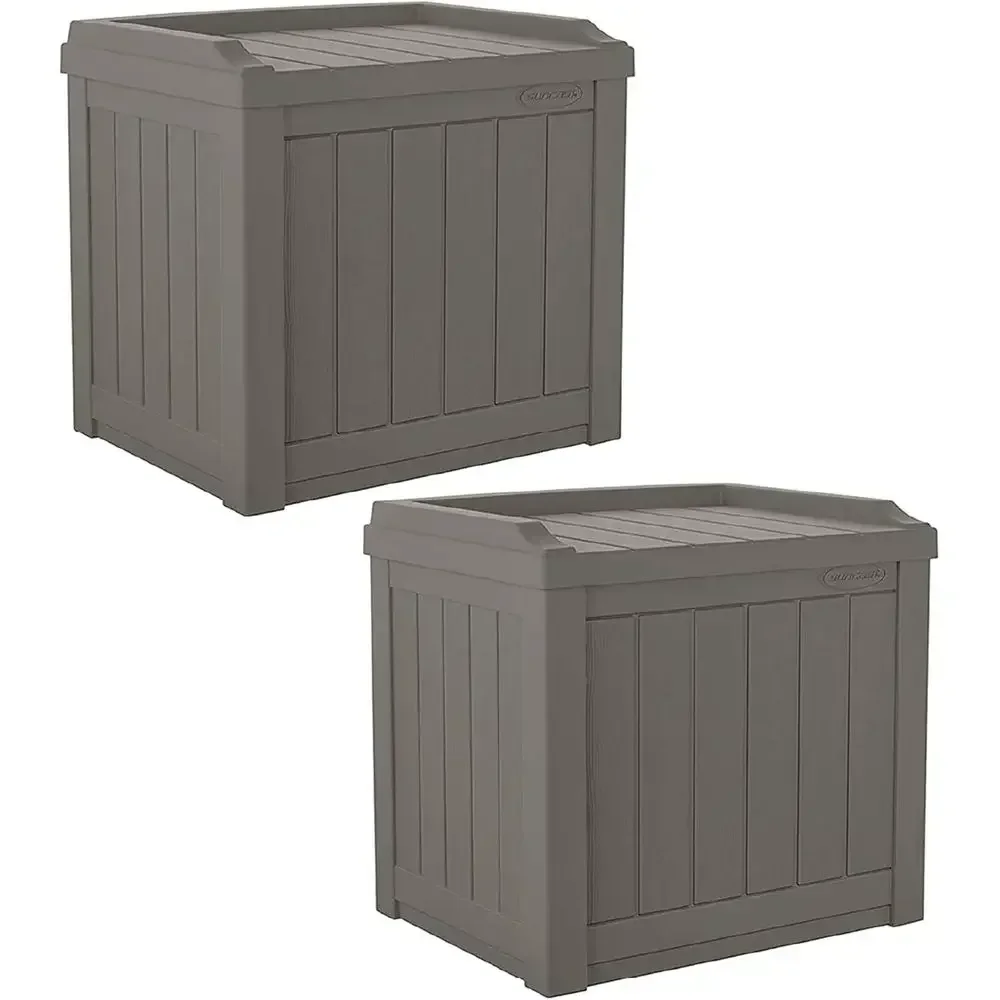 22 Gallon Weather-Resistant Patio Storage Bench with Reinforced Lid, Stone Gray