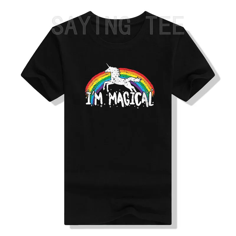 I'm Magical - Rainbow Unicorn Magic Men's Fashion T-Shirt Humor Funny Graphic Tee Tops Cute Cotton Short Sleeve Blouses Gifts