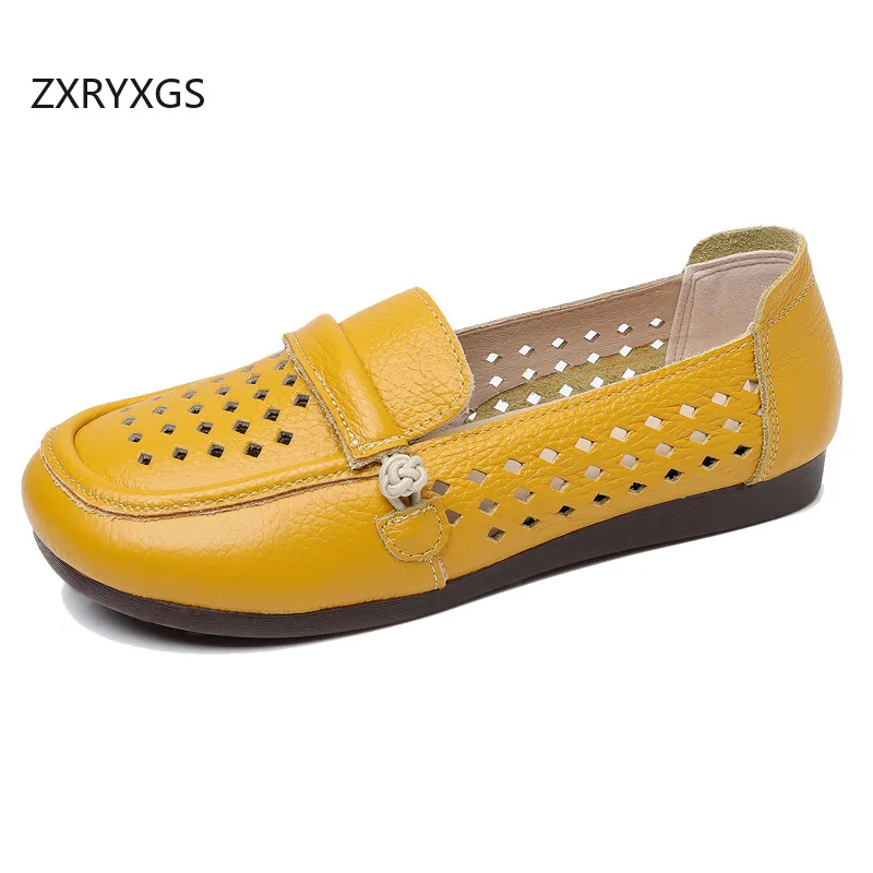 

ZXRYXGS/2020 Новинка весны и лета, удобные дышащие туфли на плоской подошве, женские туфли из натуральной кожи, модная повседневная обувь Tide