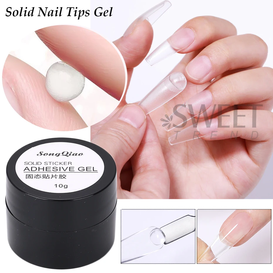 10/20g Easy Stick Solid Nail Patch Gel For Falses Nail Tips Fast Extension 3 IN 1 Function Transparent Modeling Nail Art UV Gel