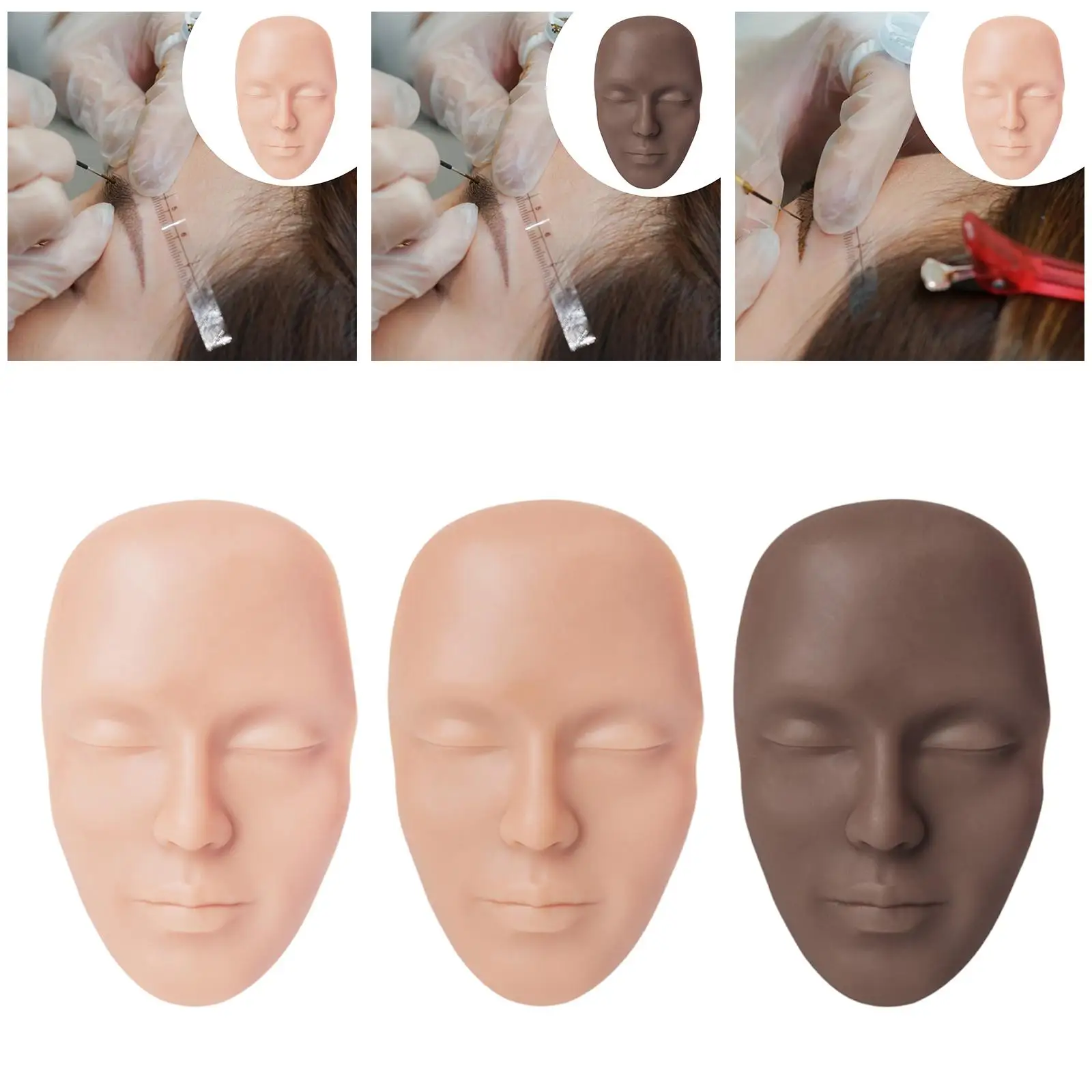 

5D Makeup Practice Face Board Reusable Teaching Prop Silicone Facial Model