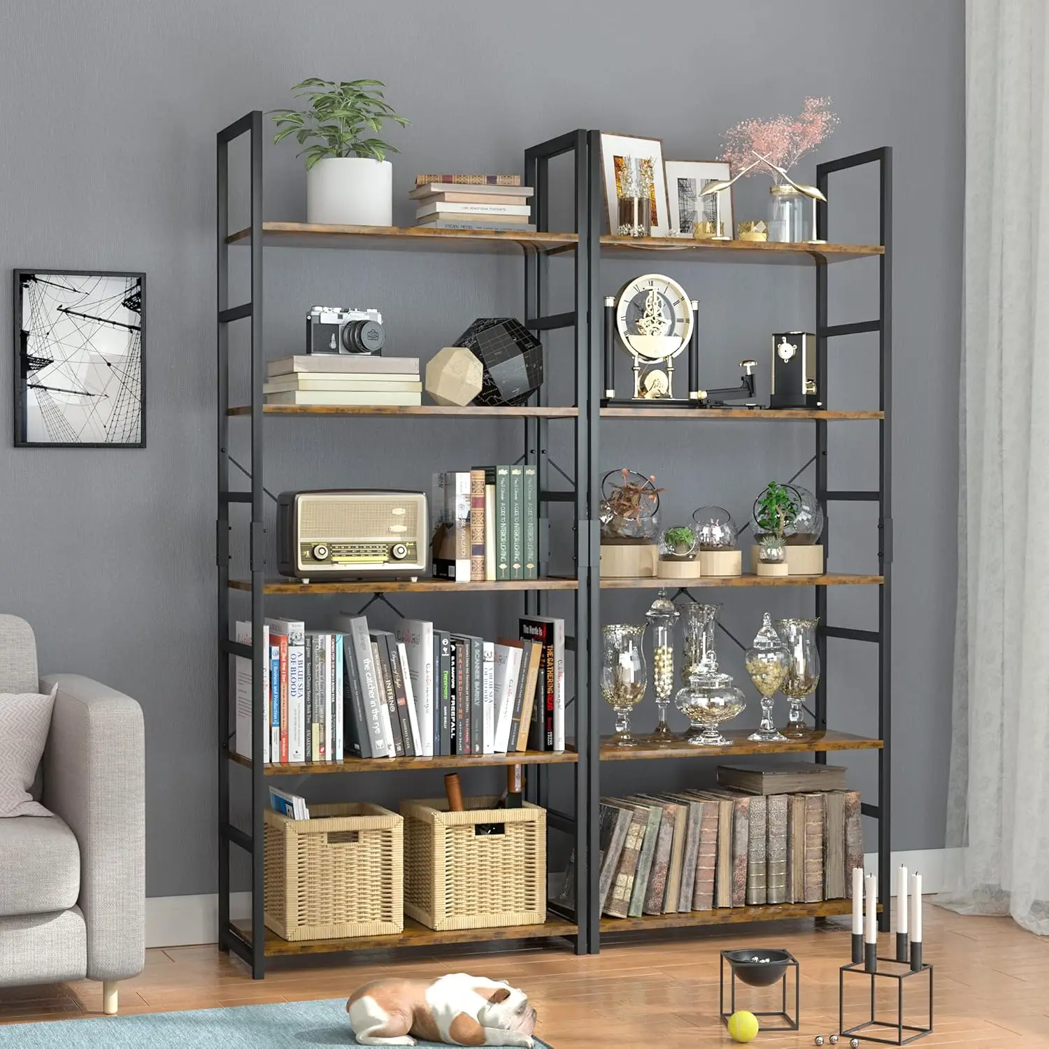 

Umail Furniture 5 Tier Bookshelf, Tall Bookcase, Office Shelf Storage Organizer, Modern Book Shelf for Living Room