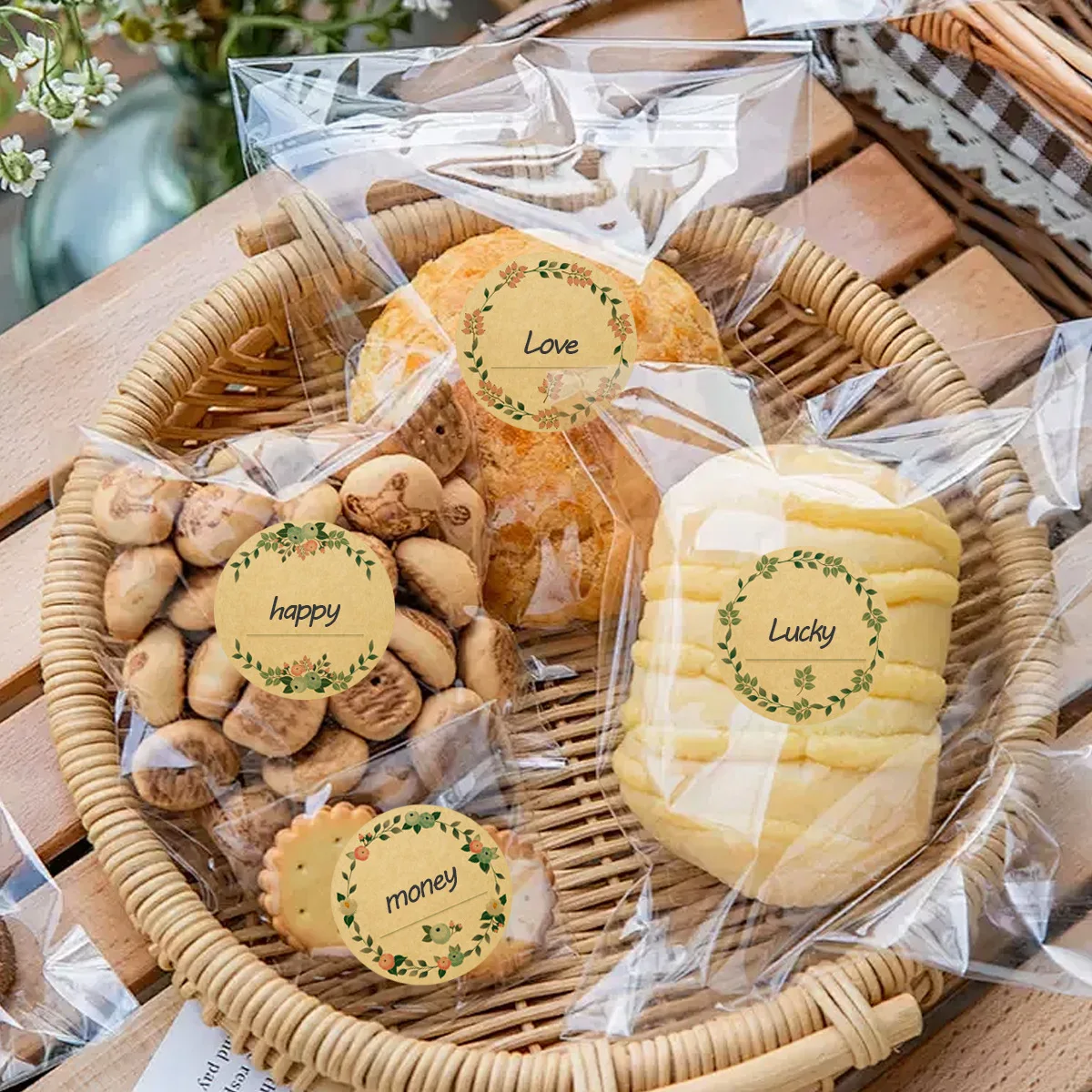 500pcs Round Floral Thank You Stickers Canning Labels for Food Containers Jars,Gift Baking Packing Decor,Can write