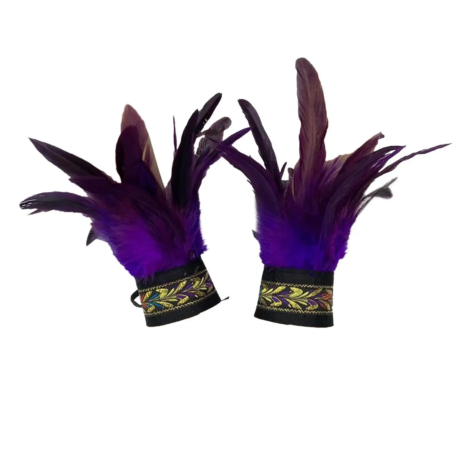 Feather Wrist Cuffs Ladies and Girls Gothic Faux Feather 1 Pair for Evening Showgirl Carnival Stage Performance Latin Dance Wear