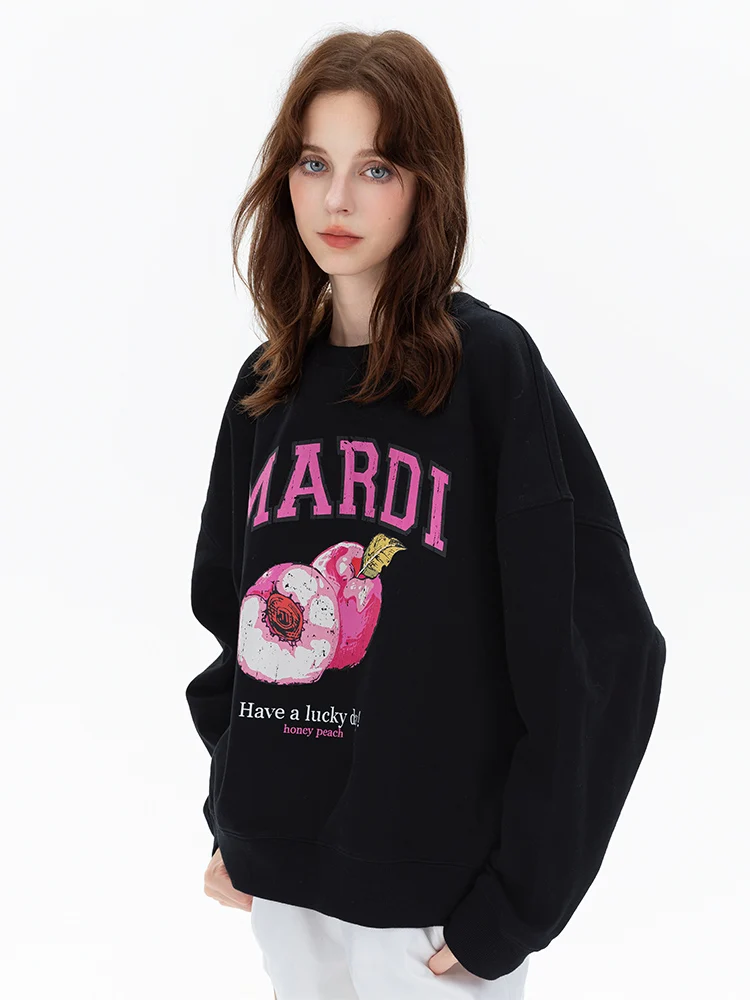 

Female Pure Cotton Printed High Quality Hoodie Autumn and Winter New Apple Printed Round Neck Casual Hoodie