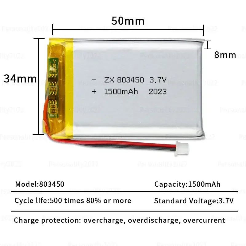 803450 Bateria litowa 1500 mAh 3,7 V Lipo polimerowe akumulatory Gniazdo Ph-2.0 do instrumentów do masażu Nawigator GPS