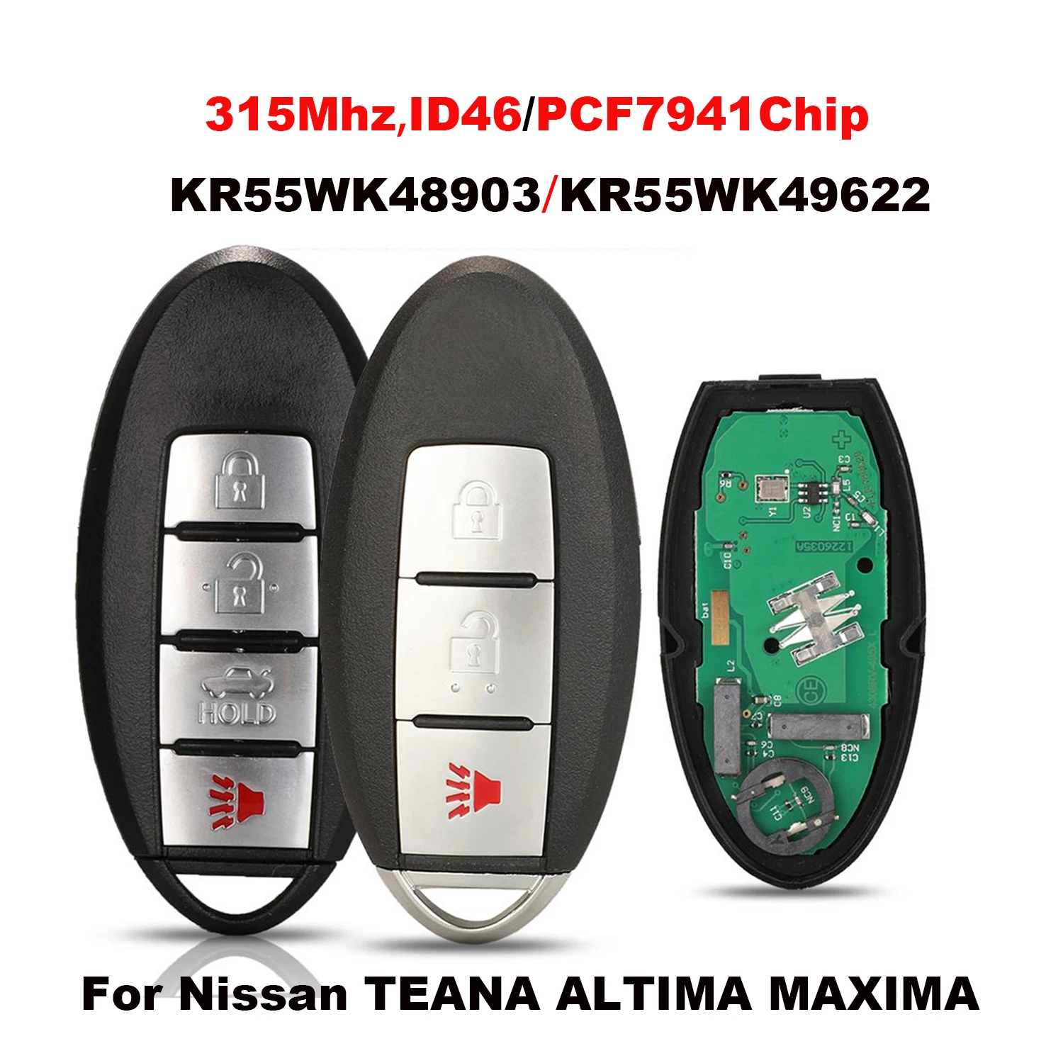 jingyuqin 315mhz ID46/pcf7941Chip inteligentny zdalny kluczyk samochodowy dla Nissan TEANA 2009-2013 ALTIMA 2007-2012 MAXIMA KR55WK48903, KR55WK4962