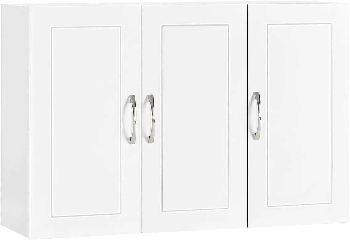 23.6 x 11.8 x 35.4 Inch Wall Mounted Bathroom Storage Cabinet, Large 3‑Door Wall Cabinet for Bathroom Organization, White