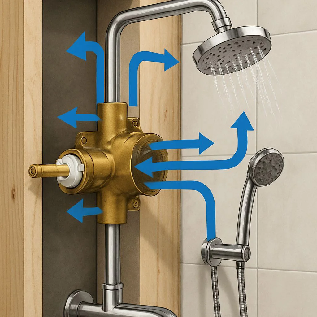 

Душевой клапан Латунный душевой клапан Сменные стабильные температурные клапаны Износостойкие коррозионностойкие 4 порта 13,5x12,5x12,5 см