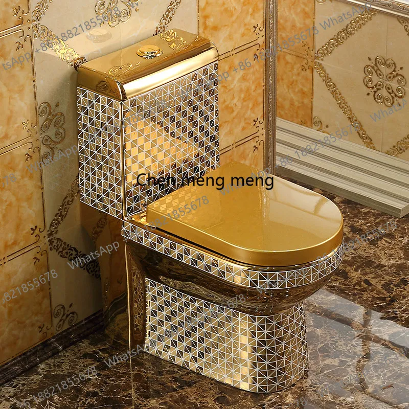 European household golden toilet creative flush toilet water-saving siphon deodorant water-saving color toilet