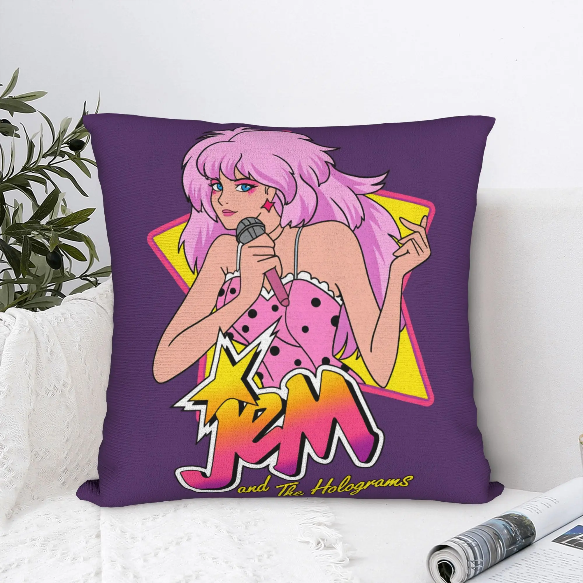 Kpop Jem and the Holograms Pillow Cover  Cute Funny Pillow Case For Living Room Sofa Square Pillowcases Birthday Present