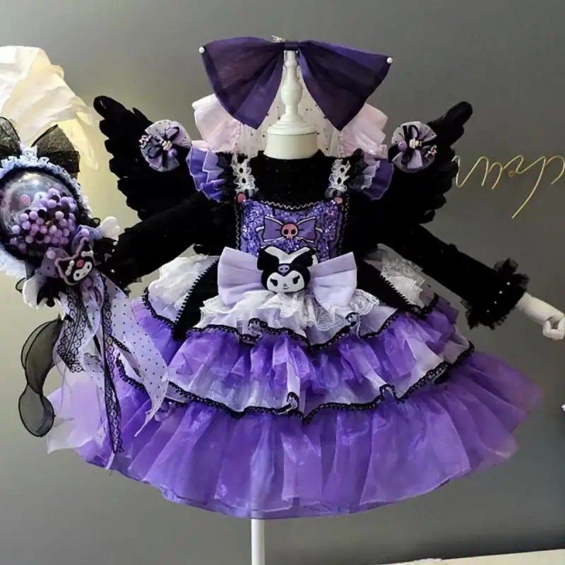 Kuromi Ragazze Lolita Principessa Gonna Anime Sanrios Reggicalze Bambini Halloween Costume Cosplay Tutu Nero Festa di Compleanno Gonna Regalo