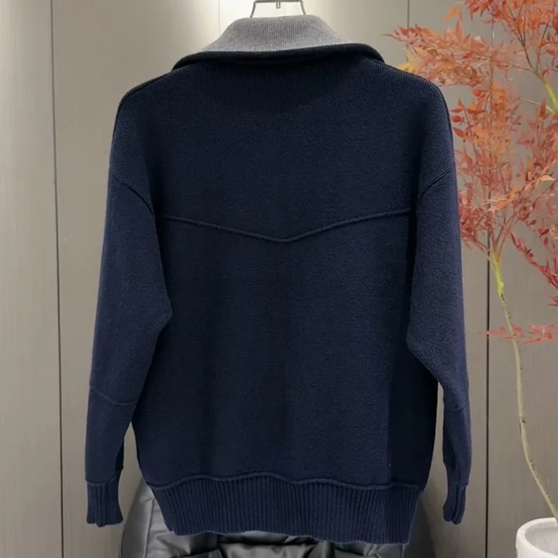 

Модный мягкий свитер, кардиган, мужской повседневный воротник с воротником, осень-зима, корейский Sle, верхняя одежда большого размера Haome, ленивый Sle