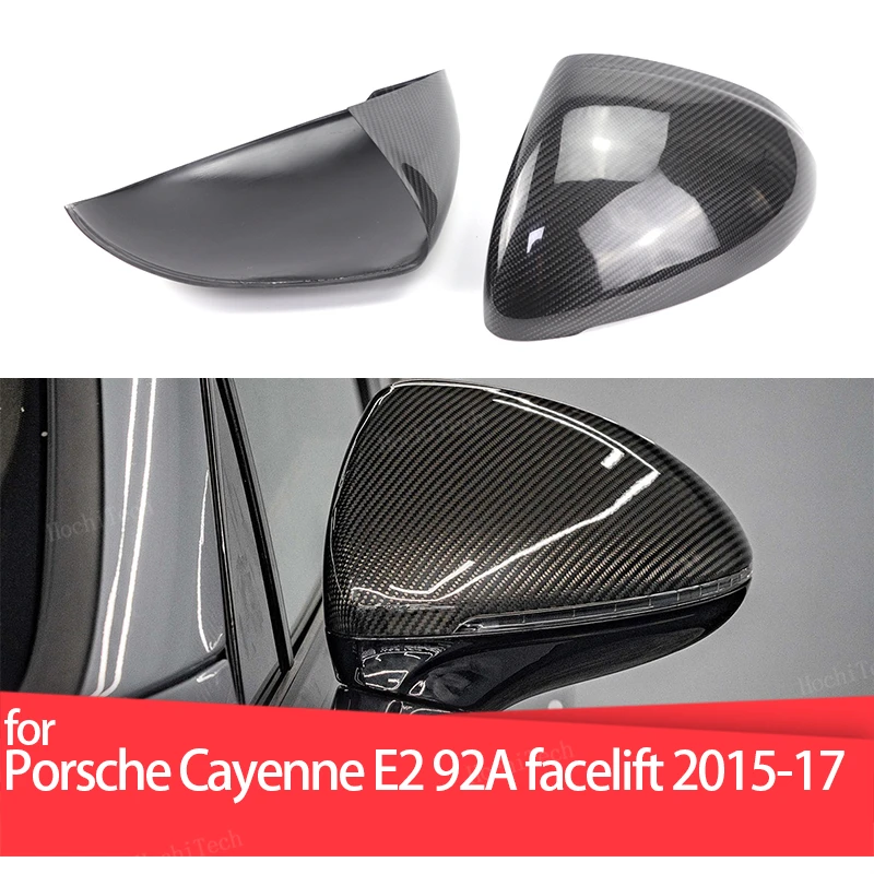 

Real Carbon Fiber Side Mirror cover shell cap sticker for Porsche Cayenne E2 92A 958.2 facelift 2015 2016 2017