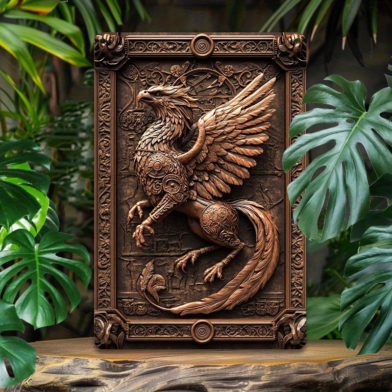 

Vintage Griffin Armor Metal Wall Art, High-Quality Textured Aluminum Decor, HD Printed Weather-Resistant Sign for Home, Office