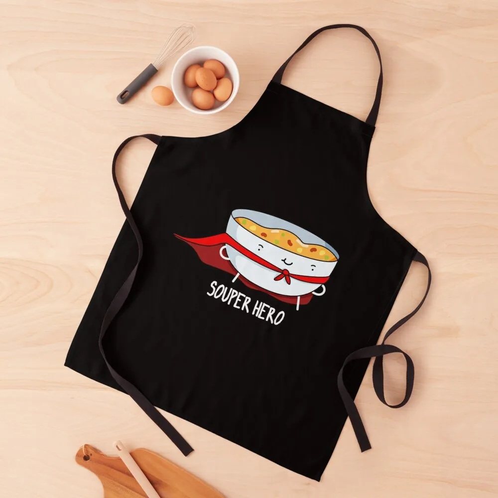 

Souper Hero Funny Soup Puns (Dark BG) Apron Household Items manicurist waterproof for women Kitchen For Women Apron