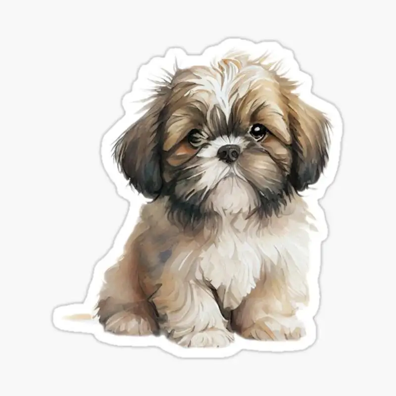 Shih Tzu Puppy Sticker for Laptop Decor Bedroom Car Cute Cartoon Art Fashionable Public Suitcase