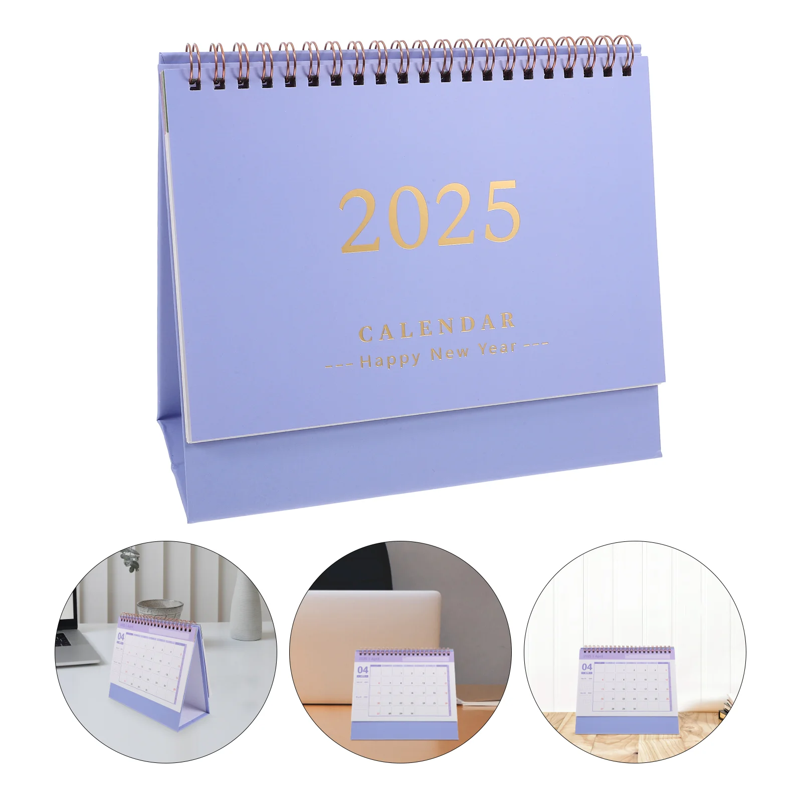 Clock Small Desk Calendar 2025 Office Standing Household Lavender Paper Makeup Advent