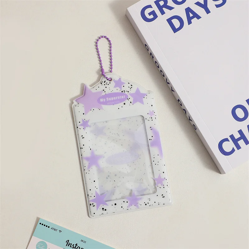 3inch PVC Photocard Holder Keychain Idol Photo Sleeve ID Card Cover Protector Postcard Credit ID Bank Bus Card Holder