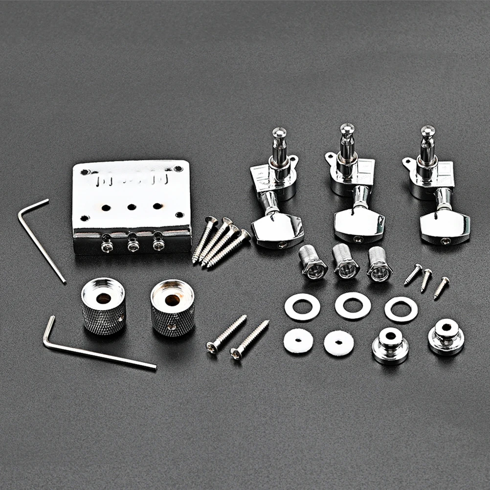 

Cost-Effective Metal Guitar Bridge Accessories Kit Vintage Look 3-String Guitar Replacement Parts
