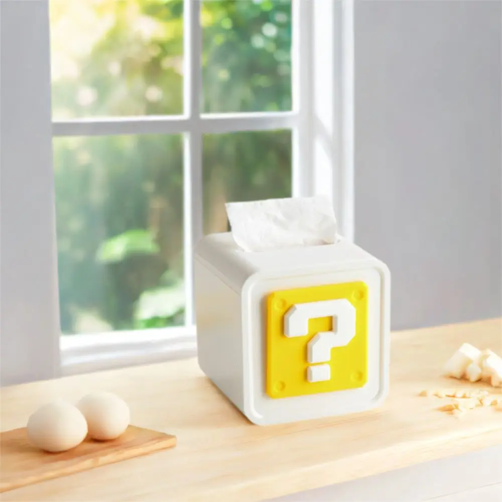 

Creative Square Tissue Box Cartoon Dustproof Paper Holder Plastic with Decorative Sticker Tissue Case Office