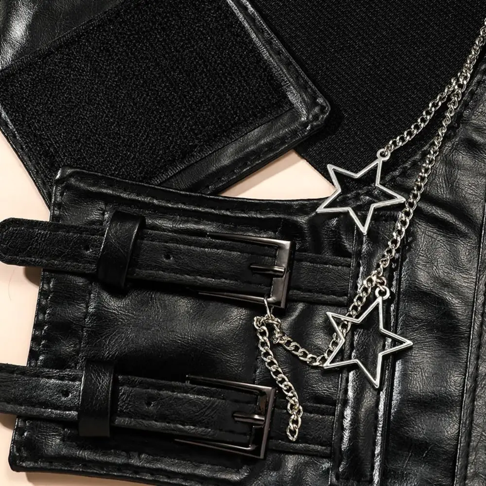 Personalità Bretelle in pelle PU Cintura elastica con fascia Cintura larga regolabile Cintura a vita alta Abito con corsetto a vita alta