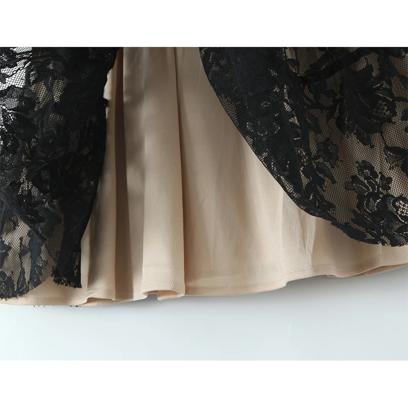 Jastie Sexy Süße Frauen Puff Sleeve V-ausschnitt A-linie Mini Spitze Kleider Schwarz Weiß Sommer Hübsches Mädchen Party Kleid Urlaub Robe