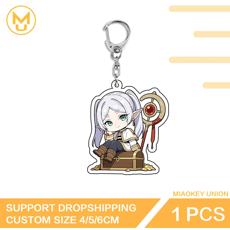 Q Edition Frieren Lovely Sitting Posture Attractive Scratch Proof Double Sided Acrylic Keychain Adorable Personal Hobby Toys