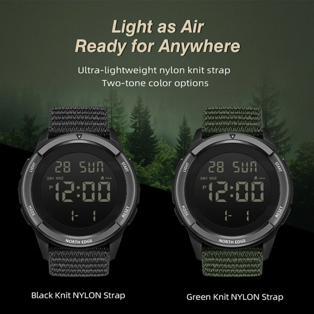 

NORTH EDGE New TERRAX Digital Military Men's Watch Outdoor Sports Multifunctional Waterproof 50M Stopwatch Countdown Men's Watch