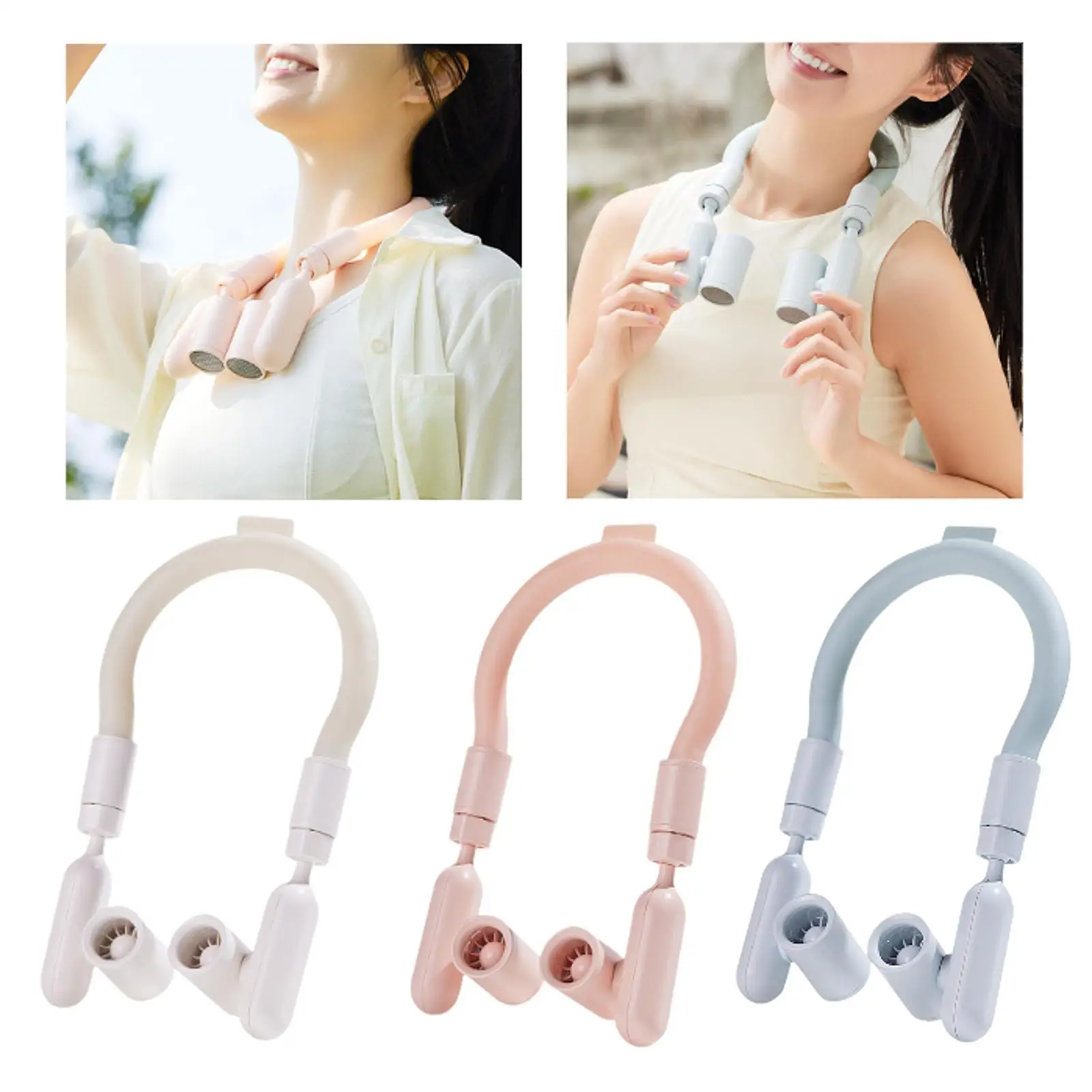 ポータブル折りたたみ式ネックハンギングファン,USB充電,ハンズフリー,多目的,アウトドアアクティビティ,サイクリング,キャンプ,ハイキング,家庭用