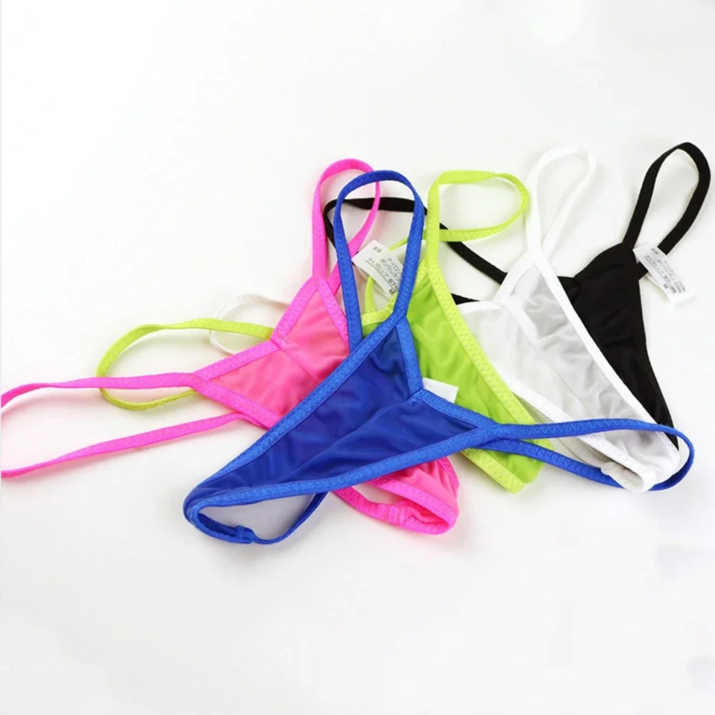 Women Sexy Mini Thong Panties Spaghetti Straps Low Waist G String Underwear Bikini Breathable Open Buttocks Seductive Lingerie