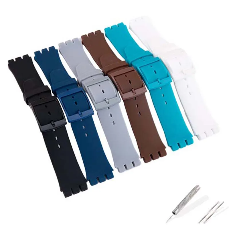 Accessori per cinturini per orologi in silicone per studenti compatibili con cinturino per orologi Swatch 17mm 19mm cinturino sportivo in gomma per uomo e donna