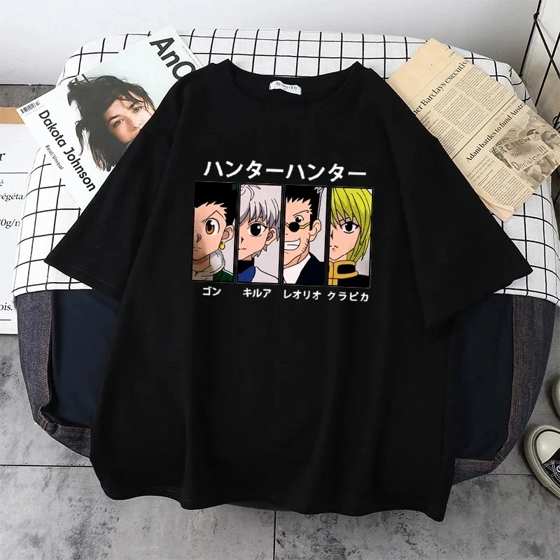 Killua and Gon Anime Women's T-shirt Printed Summer Cotton T-shirt Short Sleeve Japanese Anime Hunter X Women's Casual T-shirt