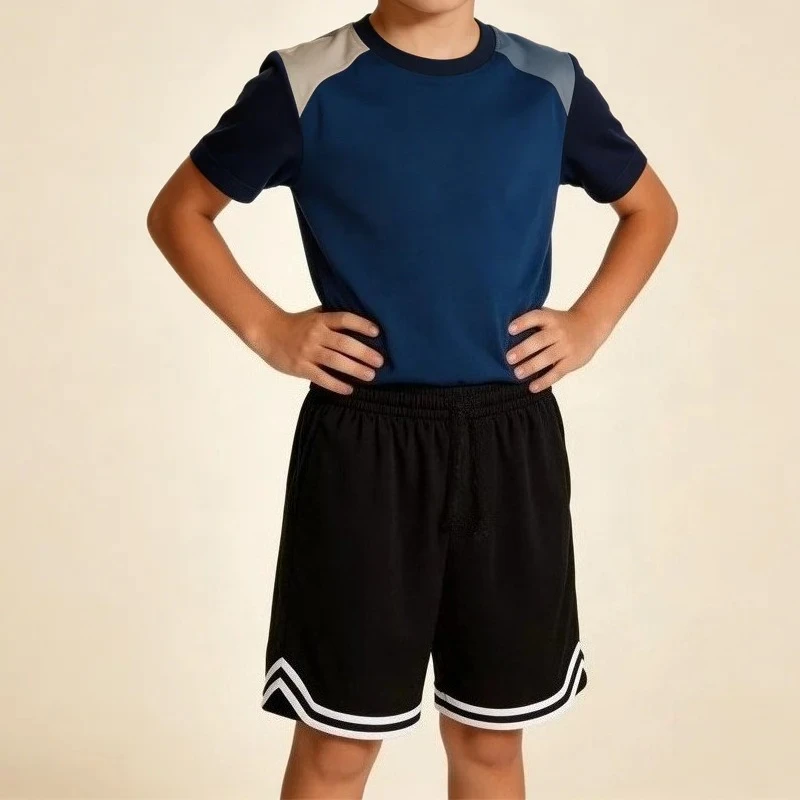 1/2 Stück Kinder-Knieshorts für Basketball, Gestreift, Locker Sitzend, Sommer-Sportbekleidung für Schüler und Jugendliche, Fitness-Kleidung, Freizeithose