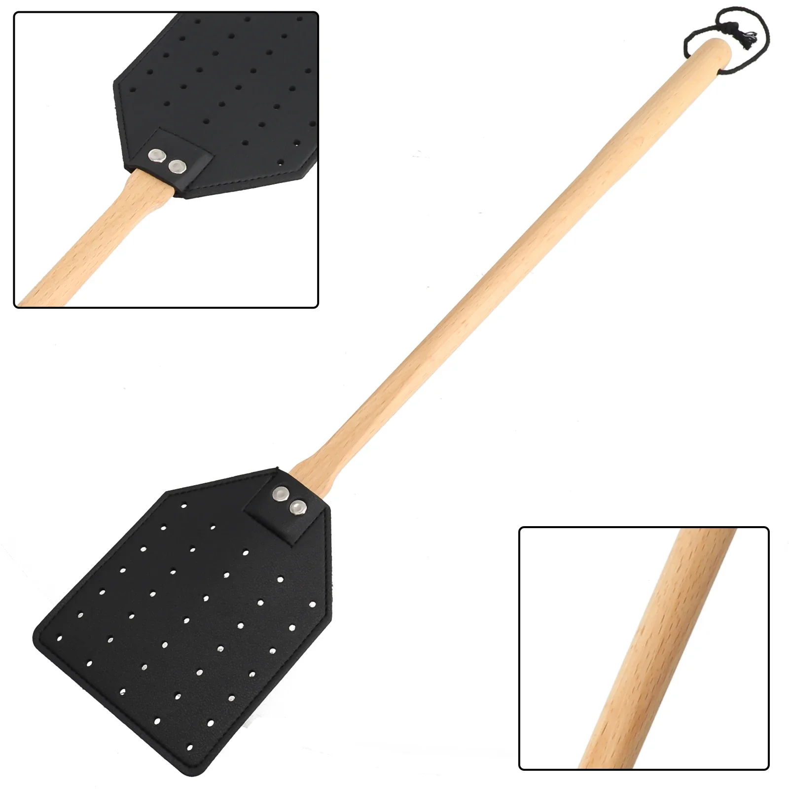 Mosquito Repellent Anti Flies Leather Fly Swatter Brown Leather With Beech Wood Long Handle For Ind Garden Supplies