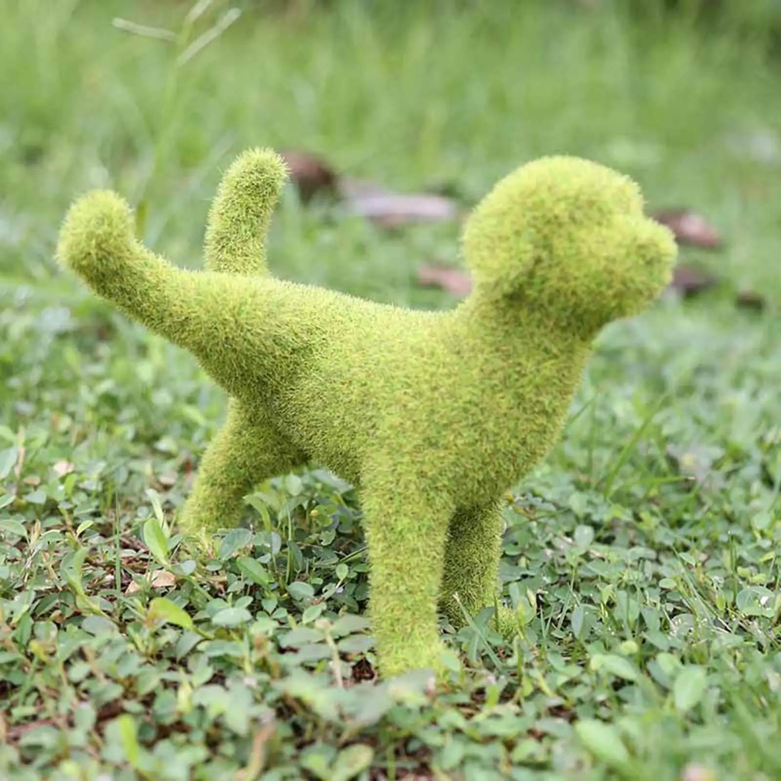 Flocked Animal Figurines Statue Faux Green Moss Decor Artificial Rocks Micro