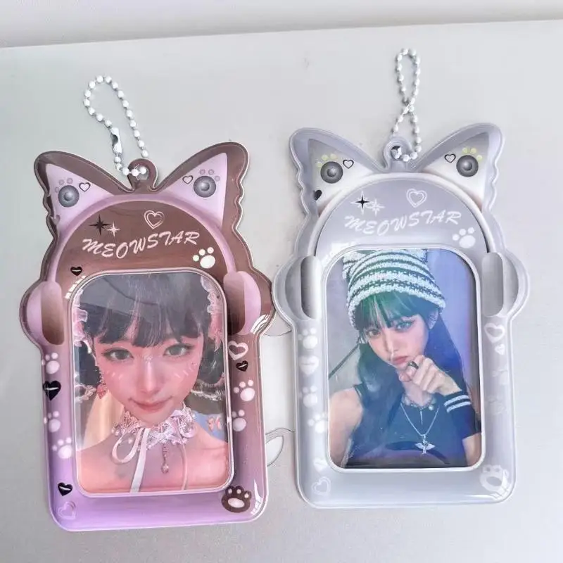 3-Inch Photo Storage Card Earphones Element Photo Frame Korean Kpop Idol Photo Card Protective Case Backpack Pendant