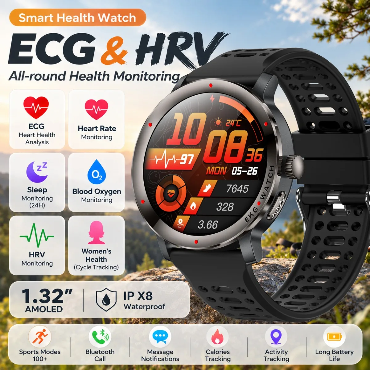 ECG & HPV Smart Watch Men Women:Heart Rate Blood Oxygen Blood Composition Analysis Bluetooth Call Health Smartwatch 2026 New