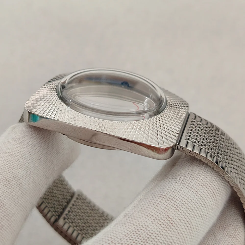 جديد 36.5 مللي متر حافظة ساعة + حزام ساعة مصقول عش الطيور تصميم ساعة أجزاء تعديل لحركة NH35/ NH36/7S