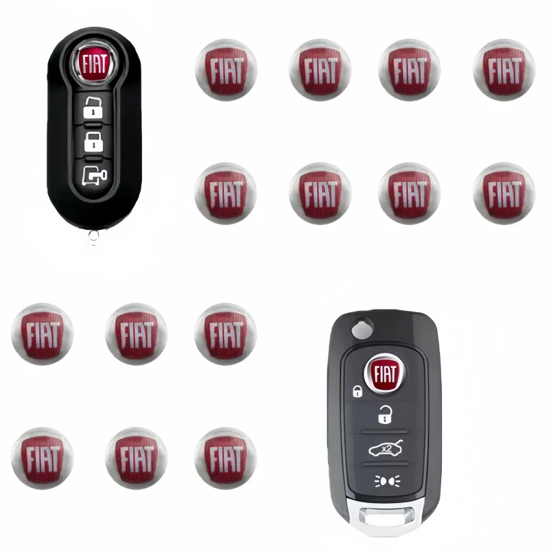 

10pcs 14mm Aluminum Car Remote Key Sticker Emblem Auto Accessories for Fiat Punto Abarth 500 Stilo Ducato Palio Bravo Doblo