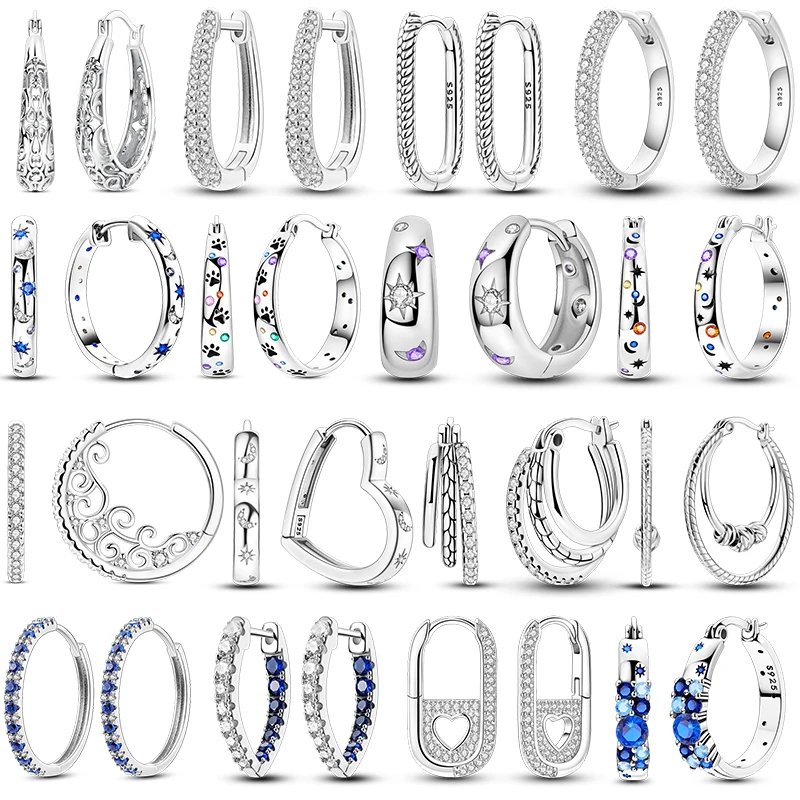 Original 925 Sterling Silber minimalistische Creolen für Damen, modische Luxus-Zirkonia-Ohrringe, vielseitiger Schmuck für Party und Hochzeit