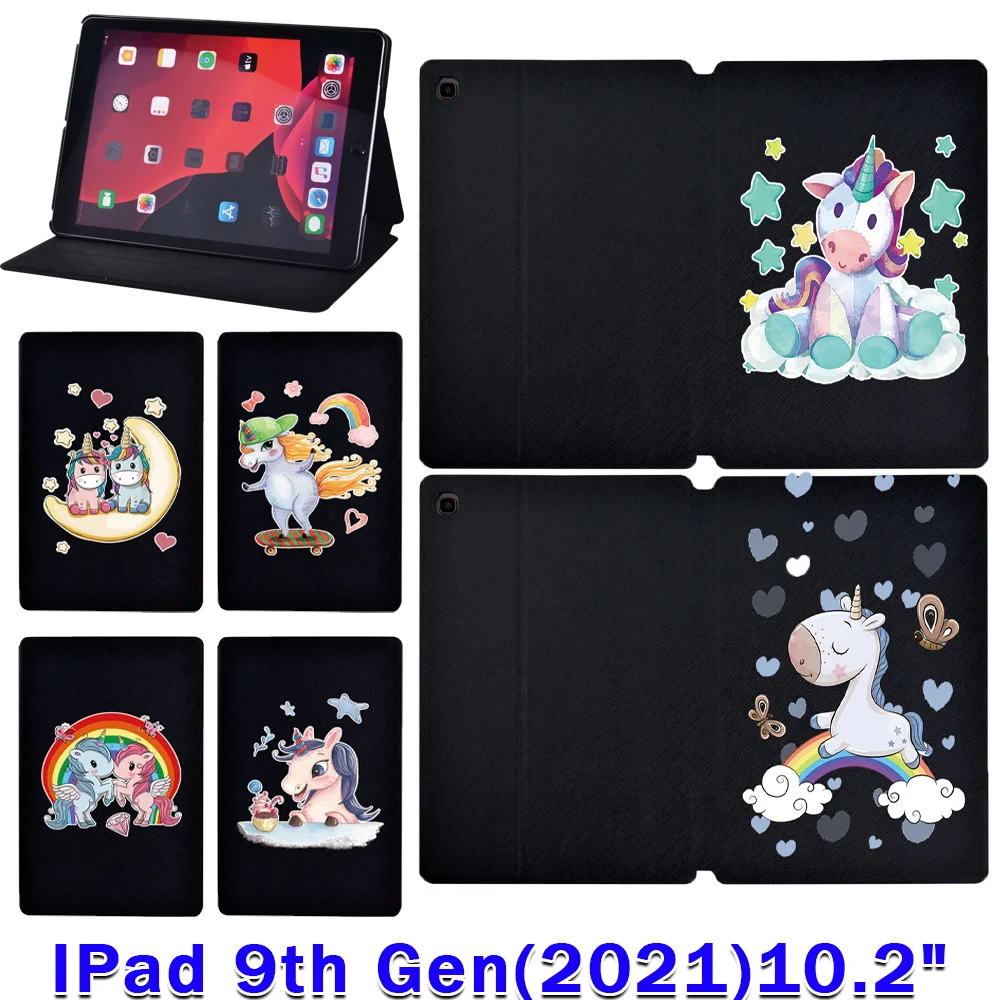 Cover for Apple iPad 10.2 inch 9th Generation 2021 Soft Protective Shell Leather Flip Stand Unisex Cute Cartoon Tablet Case