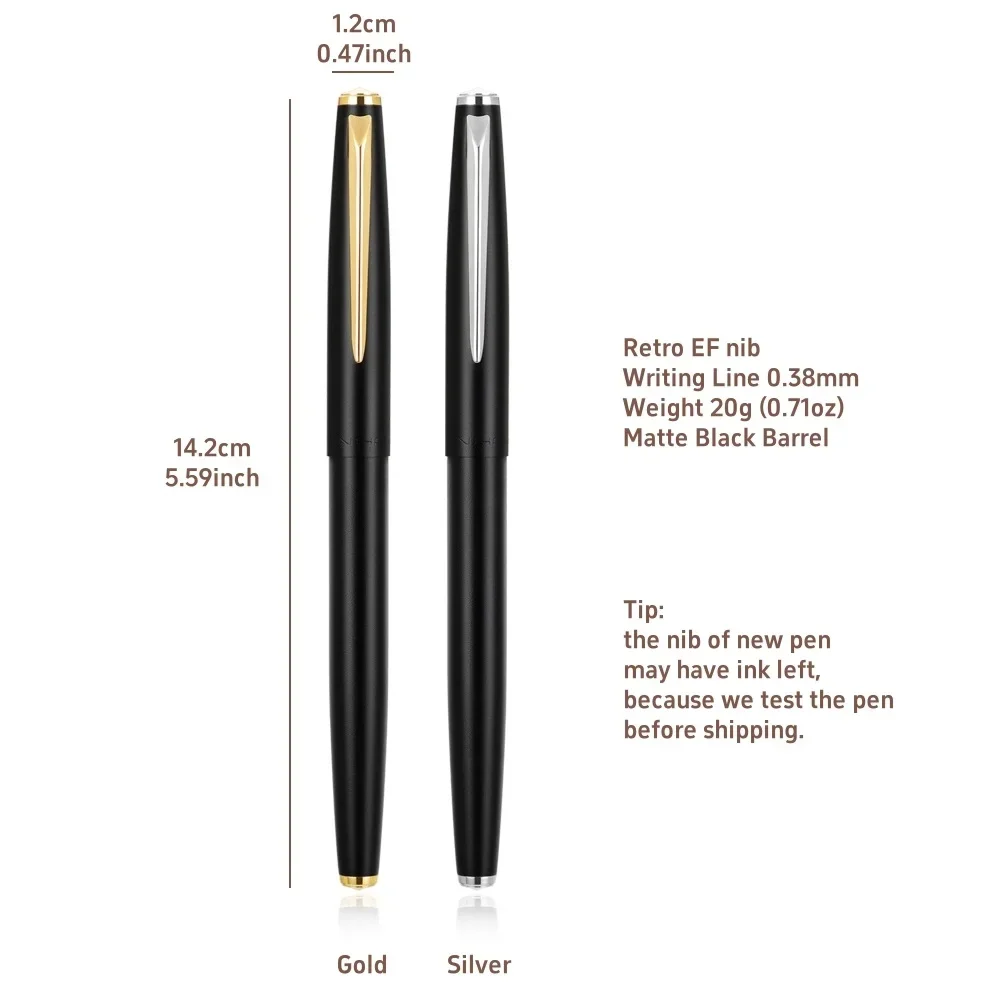 Pluma estilográfica 911, nueva versión, barril negro mate, Clip dorado y plateado, bolígrafos de tinta EF Nib de 0,38mm, bolígrafo de cristal A7717 para oficina y escuela