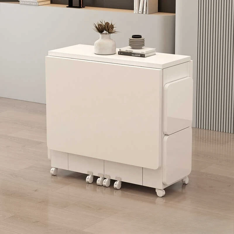Household folding dining table and chair combination removable retractable rectangular round small apartment multi-functional