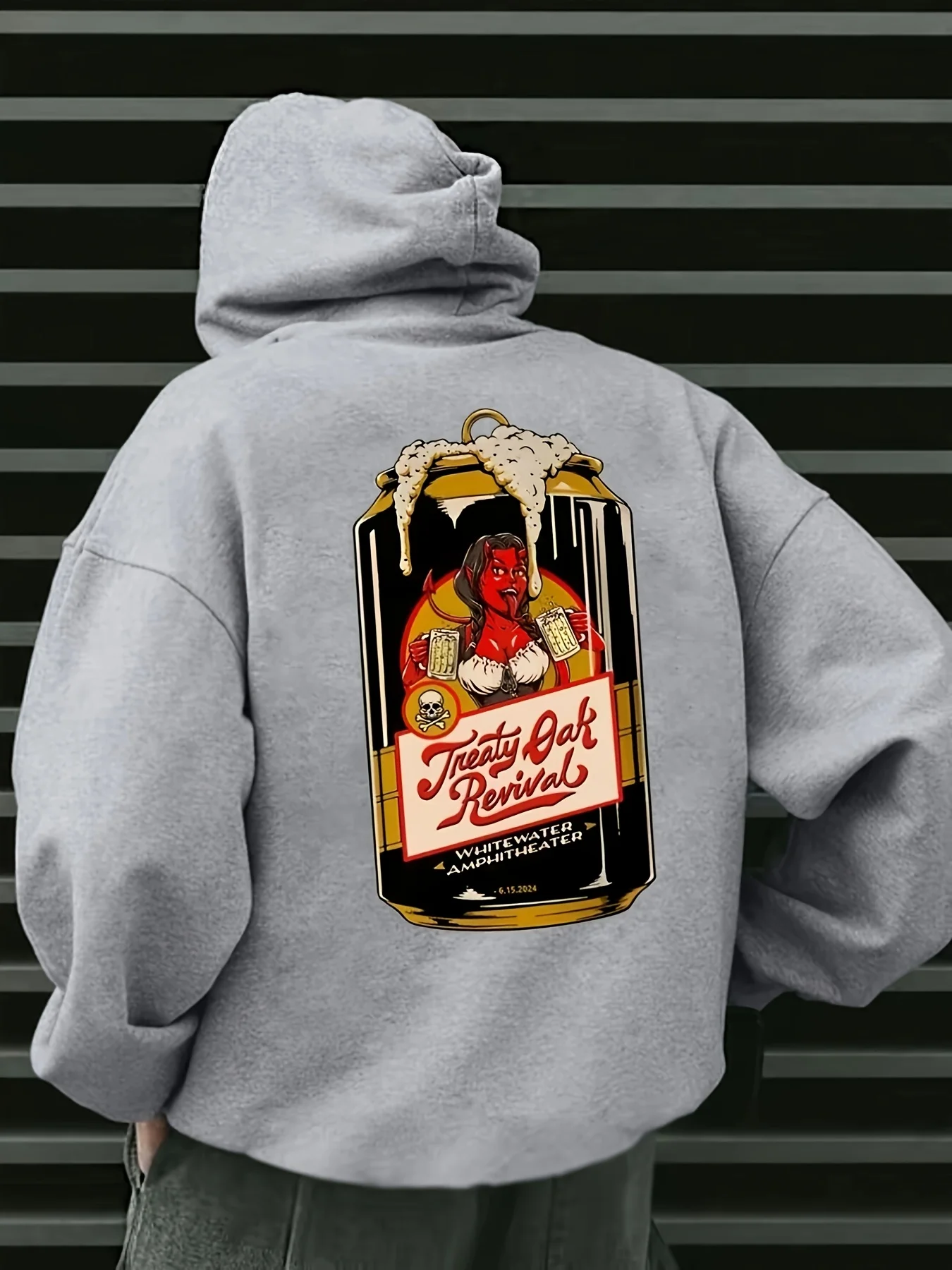 Men Autumn winter Sport essentials hoodies Retro Beverage Can Devil Print Stylish Hoodie Trendy Urban Leisure streetwear Apparel