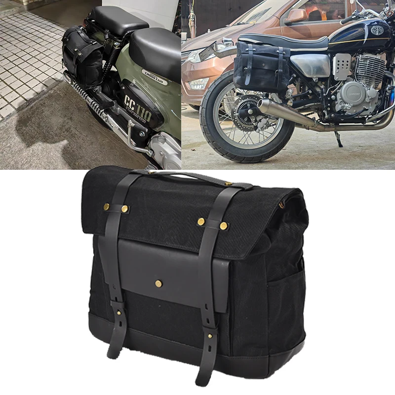 

Motorcycle side bag universal waterproof wax canvas locomotive bag travel camel bag
