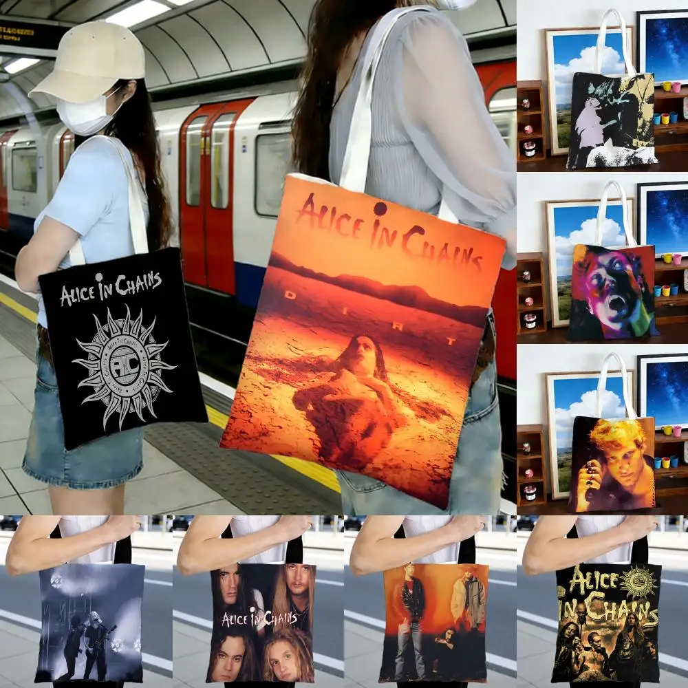 

Fashion Grunge Heavy A-Alice In Chains Storage Bags Printed Series Shoulder Bag Portable Daily Lightweight Tote Bag